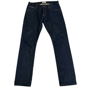 Taylor Stitch Slim Dark Wash Jeans Mens Size 33 Button Fly White Oak Cone Denim
